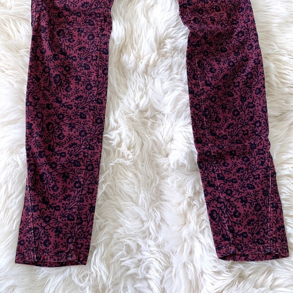 Free People Red Floral Print Skinny Corduroy Pants - Picture 7 of 8